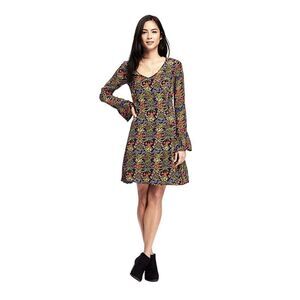 Old Navy Dress Womens Career Long Sleeve Floral V-Neck  Size 4 Lined‎ Fairy